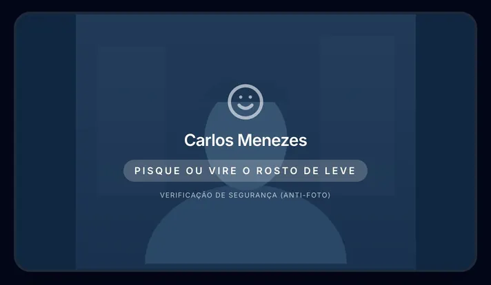 Tablet do posto: o rosto de Carlos Menezes reconhecido, pedindo um piscar ou uma virada leve de cabeça.