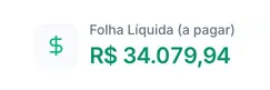 Trecho da prévia da folha: líquido a pagar de R$ 34.079,94.