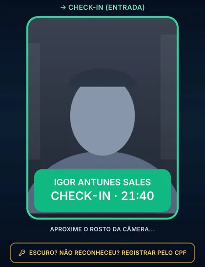 Tablet da porta: o check-in de Igor Antunes Sales registrado às 21:40.
